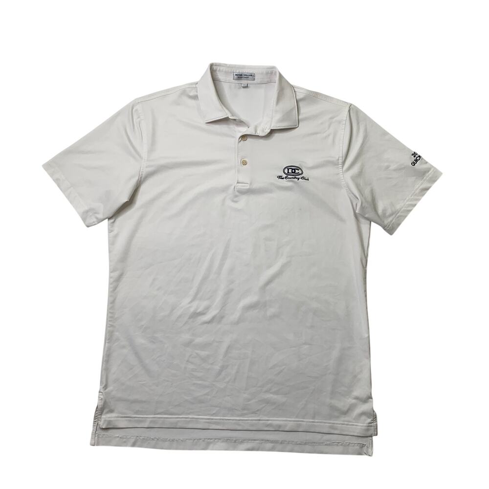 Peter Millar Shirt Men M Medium White Solid Performance Jersey Polo Droptail Hem